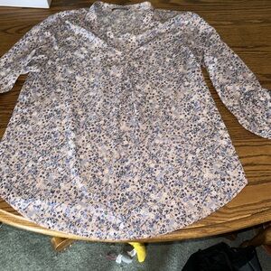Pink floral long sleeve Gaharu shirt.